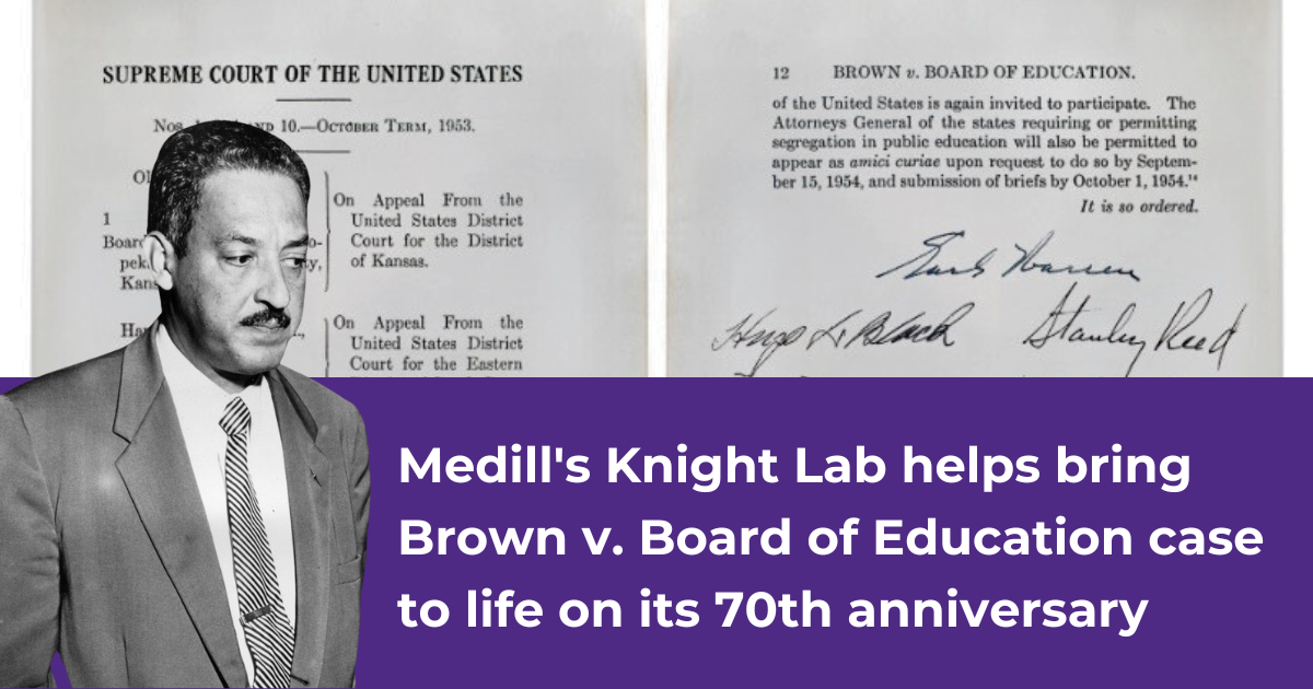 Medill's Knight Lab helps bring Brown v. Board of Education case to life on it's 70th anniversary.